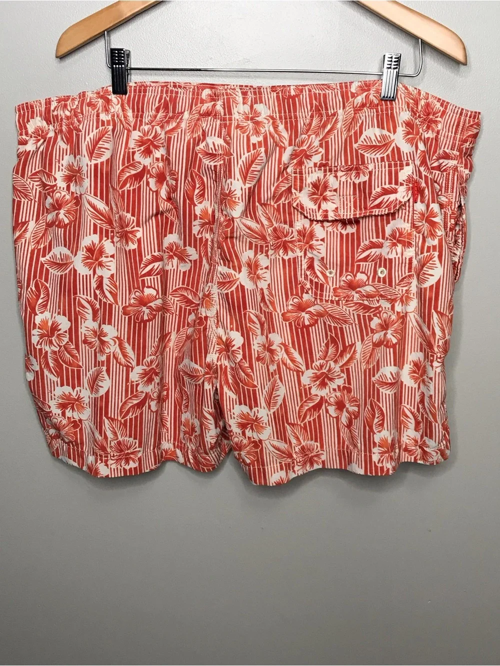 Tommy Bahama Orange and White Floral Swim Trunks Sz XL